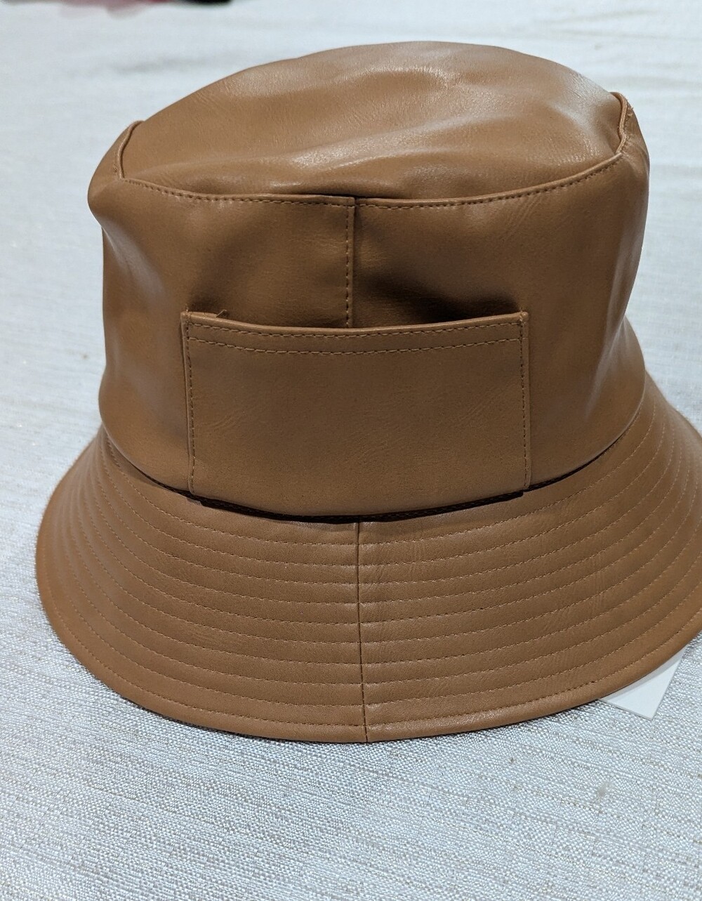 Lack of Color Tan Faux Leather Wave Bucket Hat